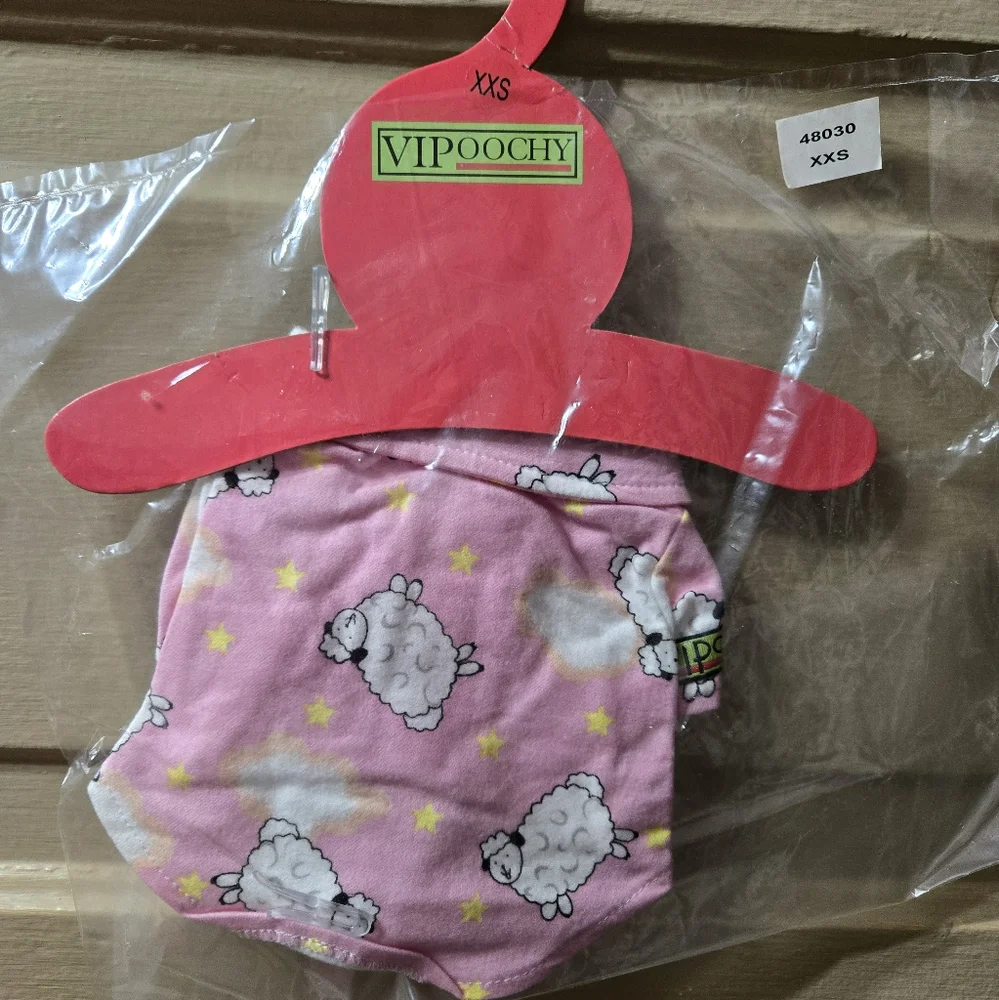 🌴VIPOOCHY Pink Sheep Star Print Dog Cat Pajamas NIP Size: XXS